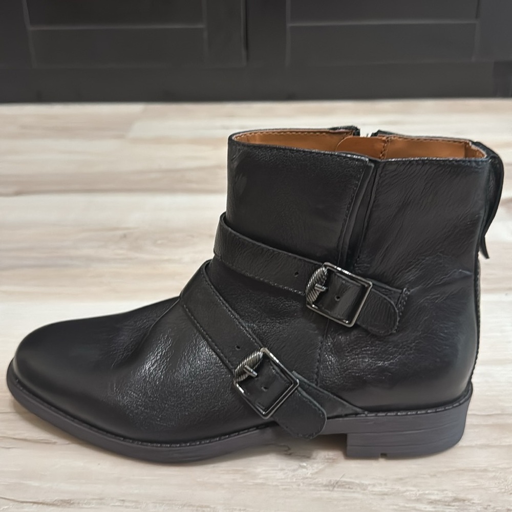 Franco Sarto Mirani Black Leather Moto Ankle Boots Women’s 7.5 - Picture 3 of 9